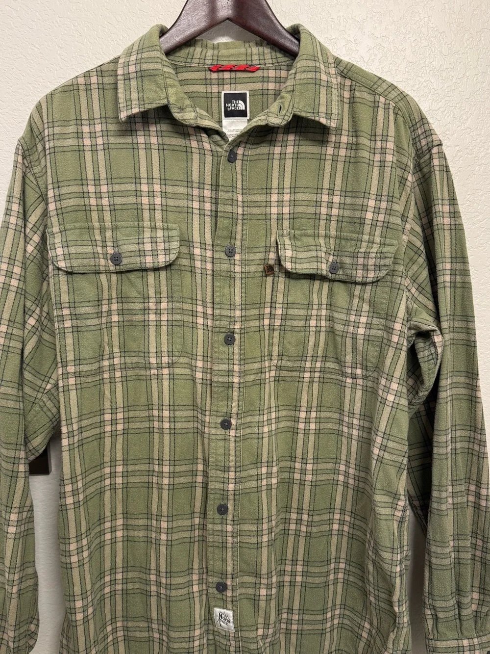 The North Face Olive Green Plaid Button-Down Shirt
